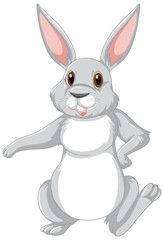 Cute grey rabbit cartoon character