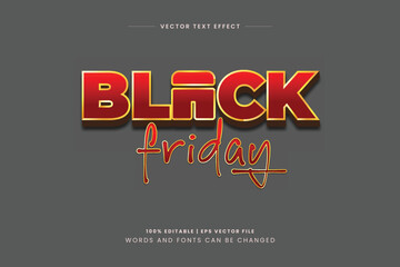 Black Friday Golden Red Gradient Color Editable 3d Text Effect Design Template