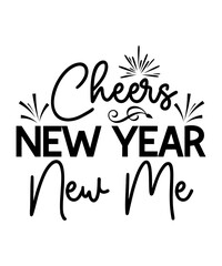 Fototapeta premium Happy New Year SVG Bundle,New Year Decoration, New Year Sign, Silhouette Cricut, Printable Vector, New Year Quote Svg, New Year SVG, New Year Shirt, New Year Outfit svg, Hand Lettered SVG
