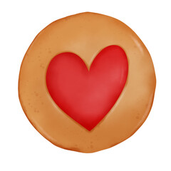Freehand Watercolor Valentines Cookie.