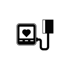 Sphygmomanometer icon in black flat glyph, filled style isolated on white background