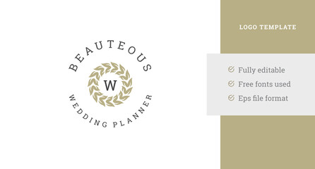 Fototapeta na wymiar Curved ecology floral branch natural plant spring elegant logo design template business mark vector