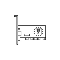 Lan card icon in line style icon, isolated on white background