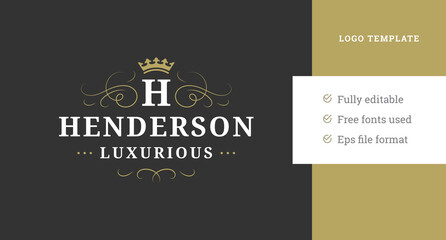 Heraldic monarchy authority medieval crown curved ornate vintage logo design template vector © provectors