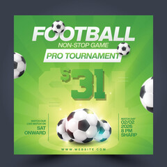 Football tournament square flyer template
