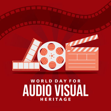 Vector illustration on the theme of World Audiovisual heritage day observed each year on October 27 across the globe. Audiovisual Heritage banner illustration. Vector Eps 10