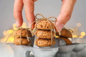 Concept of tasty Dutch Christmas cookies, Pepernoten