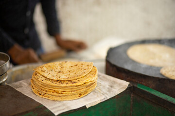 Closeup portrait of well-cooked parathas