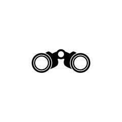 Binocular icon in black flat glyph, filled style isolated on white background