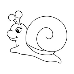 Coloring book page for kids. Cute snail. Cartoon style character. Vector illustration isolated on white background.