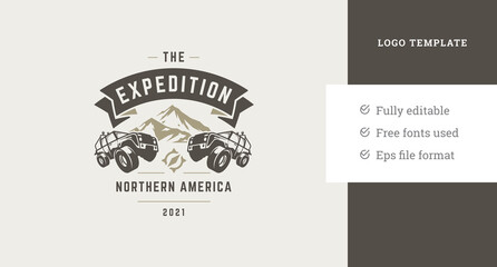 Wild expedition concept in template of retro badge © provectors