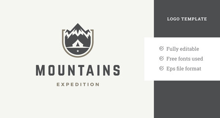 Fototapeta premium Vector creative logotype for modern mountaineering club