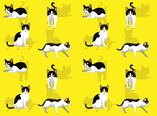 Aegean Cat Poses Cute Character Seamless Wallpaper Background - obrazy, fototapety, plakaty