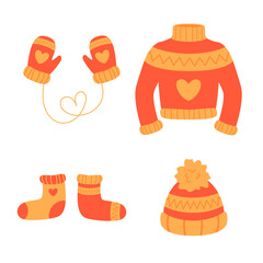 Warm Christmas knit clothes with heart