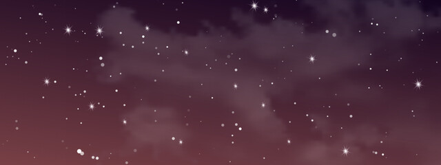 Night sky with clouds and many stars