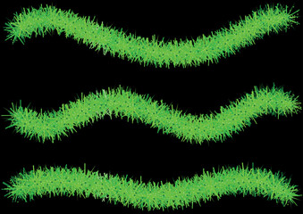 Set of Green Christmas Chains - Design Elements for Your Graphic Illustration Isolated on Black Background, Vector