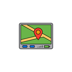 GPS Navigation device icon in color, isolated on white background 