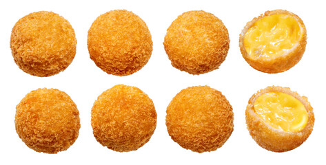 Crispy Cheese ball isolated on white background, Cheese ball or cheesy puffs on white PNG file.