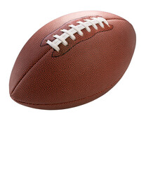 Leather American football ball isolated on white background, American football ball sports equipment on white PNG File.