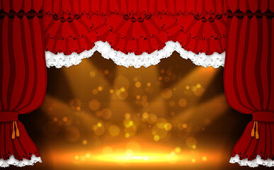 フリル_カーテン_ステージ_赤