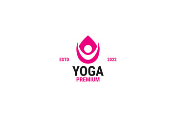 Drop water yoga logo design vector illustration