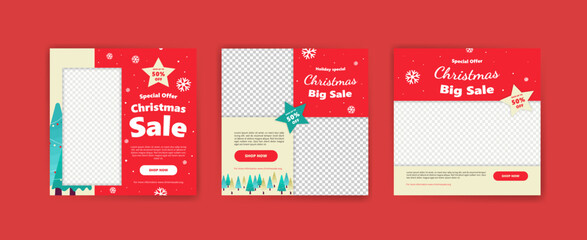 Social media post template for christmas sale. banner for christmas celebration marketing.