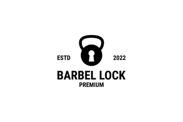 Obraz premium Flat gym fitness barbel lock logo design vector illustration