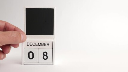 Calendar with the date December 8 and a place for designers. Illustration for an event of a certain date.