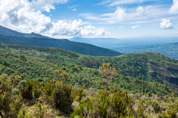 Scenic mountain landscapes against sky at Aberdare National Park, Kenya