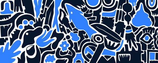 Abstract shape doodle design background.