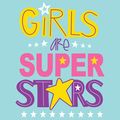 cute girl super star love letters graphic vector illustration for t shirt print and other uses

