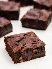 Fudgy and chewy dark chocolate brownie