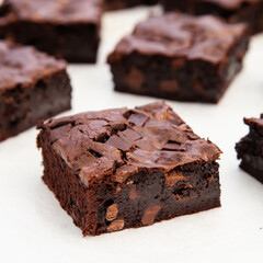 Fudgy and chewy dark chocolate brownie