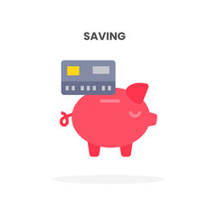 Credit Card Saving flat icon. Vector illustration on white background. Can used for web, app, digital product, presentation, UI and many more.