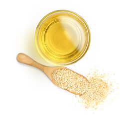 Sesame oil with white sesame seeds