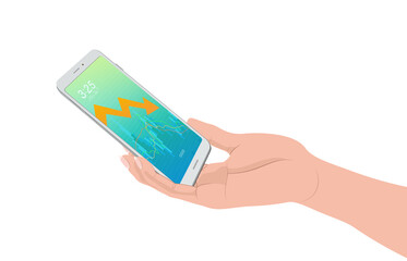 hand holding a smartphone transparent background stock drop screen