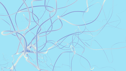 close up view of a single neuron cell in abstract blue space