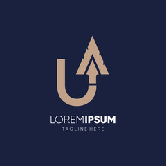 Letter U Spear Logo Design Vector Icon Graphic Emblem Illustration