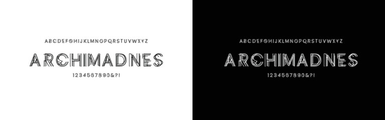 Architect alphabet. Minimal web letters, vector typographic design. Thin line geometric font, minimalist type for modern futuristic logo, headline, monogram, creative lettering and maxi typography. 