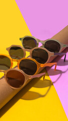 creative sunglasses on colorful background