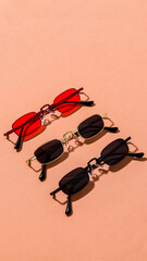 creative sunglasses on colorful background