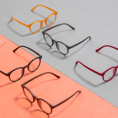 creative sunglasses on colorful background