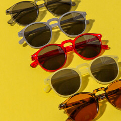 creative sunglasses on colorful background