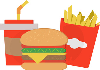 Standard set of fast food icon set concept in cartoon.elements for design.