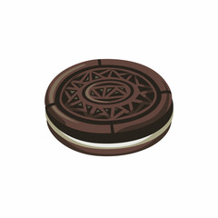 Isolated chocolate cookies with filling. White background.