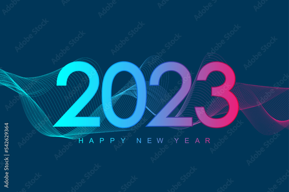 Aufkleber Modern futuristic template banner or cover for Merry Christmas and Happy New Year 2023 with connected lines and dots. Plexus geometric effect. Global network connection. Vector illustration.