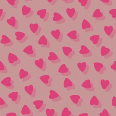 Simple pink hearts seamless pattern chaotic pink background made of tiny heart silhouettes of overlapping layering effect.For Valentines,mothers day,Easter,wedding,gift wrapping paper,textiles