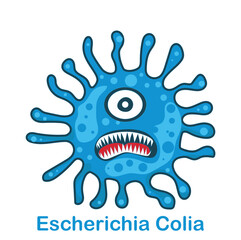 symbol or icon for Escherichia coli illustration. an easy icon to introduce children to e coli bacteria for learning