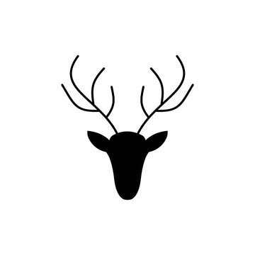  Deer emblem logo. Flat design deer icon.