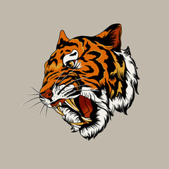 Illustration of a tiger head roaring